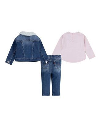 Комплект 3в1 для малюків Levi's: куртка, джинси, лонгслів для дівчинки Рожево-синій (990 set pvu lotus (80 (12m))
