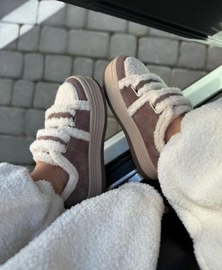 Зимние кроссовки Teddy на липучках женские Meideli Темный беж (E3323 beige (40 (25см))