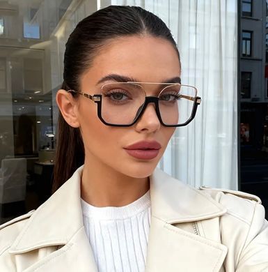 Прозорі окуляри, іміджеві квадратні під Dior Жіночі Чорно-золотистий Універсальний (7876ehs black-gold)