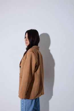 Замшевий жакет блейзер оверсайз жіночий QU STYLE Коричневий (DC241003 brown (standart (S-M-L))