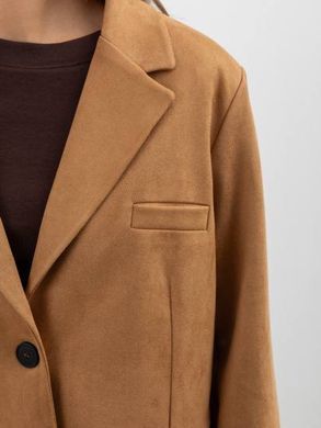 Замшевий жакет блейзер оверсайз жіночий QU STYLE Коричневий (DC241003 brown (standart (S-M-L))