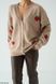 Теплый кардиган с клубничками женский QU STYLE Светло-коричневый (TH251083 l-brown Универсальный (S-M-L))