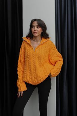 В'язаний Светр з блискавкою жіночий QU STYLE Помаранчевий (TK231078 orange Універсальний (S-M-L))