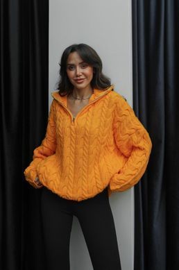 В'язаний Светр з блискавкою жіночий QU STYLE Помаранчевий (TK231078 orange Універсальний (S-M-L))