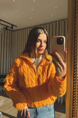 В'язаний Светр з блискавкою жіночий QU STYLE Помаранчевий (TK231078 orange Універсальний (S-M-L))