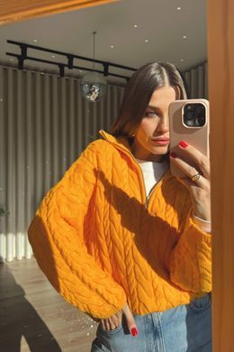 В'язаний Светр з блискавкою жіночий QU STYLE Помаранчевий (TK231078 orange Універсальний (S-M-L))