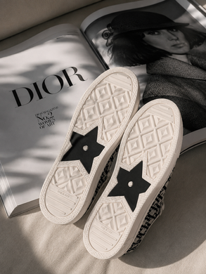 Кеды в стиле Dior Oblique Embroidered Walk'n'Dior Женские No brend Бежево-черный 39 (25 см) Код: b6105 beige-black