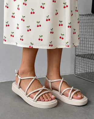Босоножки на платформе с переплетом Женские L&M Молочный 39 (25,5 см) Код: F190 beige