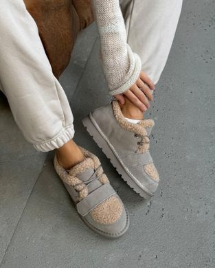 Черевики на платформі з ремінцем жіночі ITTS Сіро-бежевий (BB01 grey-beige (41 (25,5 см))