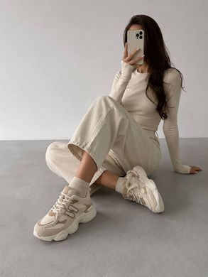 Кроссовки в стиле New Balance 9060, натуральная замша Женские Bashili Бежевый 40 (24,5 см) Код: H6628 beige